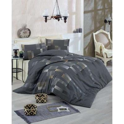 Beddengoedset - 1 dekbedovertrek 220x240 cm + 2 kussenslopen 60x60 cm - 65% katoen, 35% polyester - Antraciet
