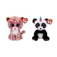 Ty - Knuffel - Beanie Boo's - Lainey Leopard & Paris Panda