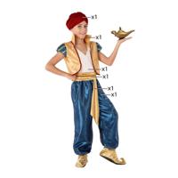 Arabische prins verkleed kostuum - blauw/goud - 6-delig - kinderen - 1001 nacht thema