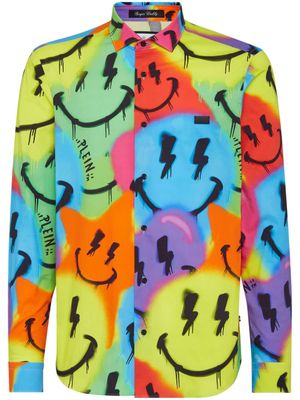 Philipp Plein chemise Sugar Daddy Smile Graffiti en coton - Vert