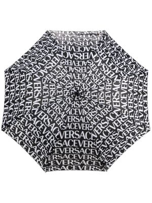 Versace parapluie à logo imprimé - Noir