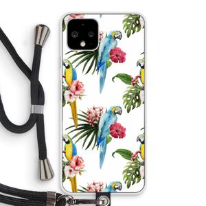 Kleurrijke papegaaien: Pixel 4 Transparant Hoesje met koord