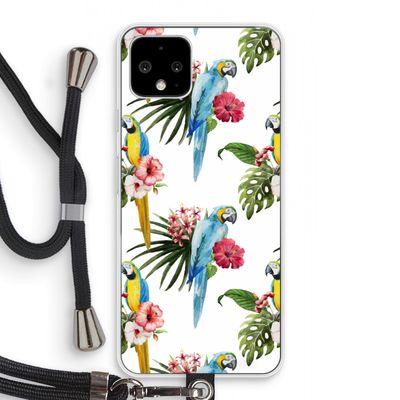 Kleurrijke papegaaien: Pixel 4 Transparant Hoesje met koord