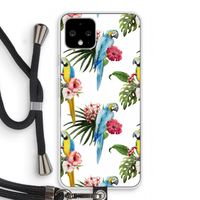 Kleurrijke papegaaien: Pixel 4 Transparant Hoesje met koord