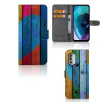 Motorola Moto G51 5G | Book Style Case | Wood Heart - Cadeau voor je Vriend | Portemonnee hoesje