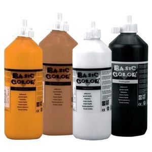 Voordeel set van 4x kleuren plakkatverf waterbasis van 4x 500 ml   -