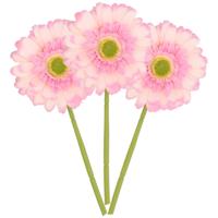 Kunstbloem Gerbera - 3x - 72 cm - lichtroze - Real Touch - kunst zijdebloemen