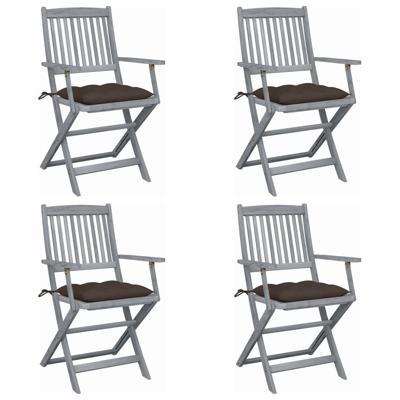 Tuinstoelen 4 st inklapbaar met kussens massief acaciahout