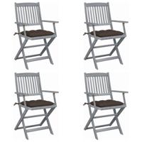 Tuinstoelen 4 st inklapbaar met kussens massief acaciahout