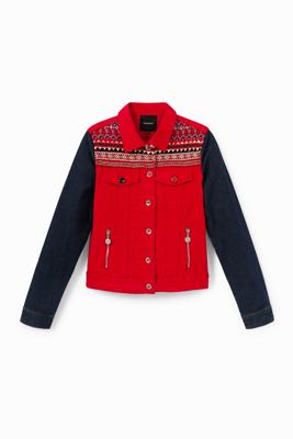 Veelkleurig spijkerjack met sierranden - RED - 46