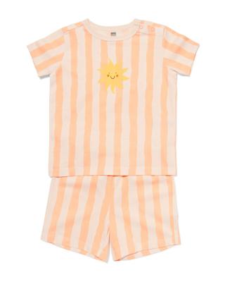 HEMA Baby shortama strepen perzik (perzik)