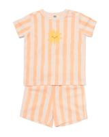 HEMA Baby shortama strepen perzik (perzik)