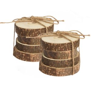 8x stuks houten decoratie boomschijven/boomschijfjes onderzetters D10 cm