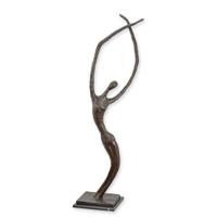 A MODERN BRONZE SCULPTURE ON A MARBLE BASE