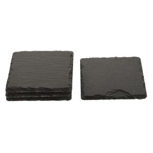 Luxe leisteen onderzetters vierkant 4 stuks 10 cm