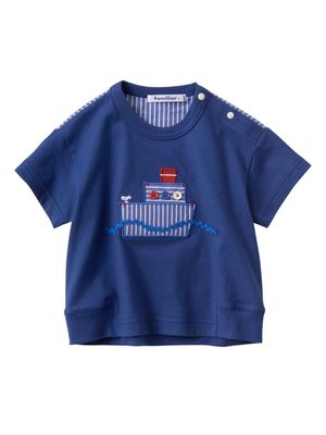 familiar t-shirt à détail appliqué - Bleu