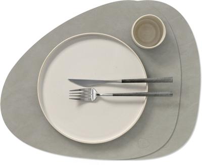 LIND DNA Placemats Nupo - Leer - Light Grey - Curved - 44 x 37 cm - 2 Stuks