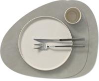 LIND DNA Placemats Nupo - Leer - Light Grey - Curved - 44 x 37 cm - 2 Stuks
