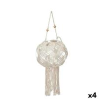 Lykta Gift Decor JC20-24237PC JC20-24237PC Wit Katoen Kristal Macramé 23 x 24 x 23 cm (4 Stuks)