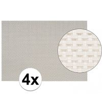 4x Placemats met geweven print wit 45 x 30 cm - thumbnail