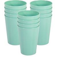 Onbreekbare drinkglazen - set 12x stuks - kunststof - mintgroen - 300 ml - camping/outdoor/kinderen