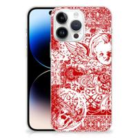 Silicone Back Case iPhone 14 Pro Max Angel Skull Rood Silicone Back Case iPhone 14 Pro Max Angel Skull Rood