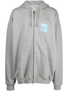 VETEMENTS hoodie zippé à logo imprimé - Gris