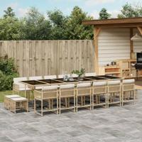 17-delige Tuinset met kussens poly rattan beige