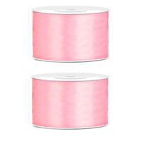 Hobby Sierlint satijn - 2x - licht roze - 25 meter - cadeaulint - satijnlint/sierlinten