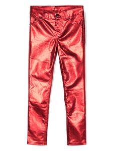 Karl Lagerfeld Kids pantalon skinny Fancy à fini métallisé - Rouge