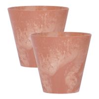 Set van 3x stuks kunststof bloempotten/plantenpotten betonlook 20 cm terracotta