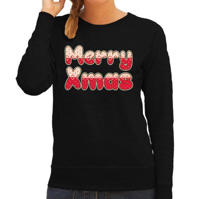 Merry xmas fout Kerst sweater / trui zwart voor dames Merry xmas fout Kerst sweater / trui zwart voor dames