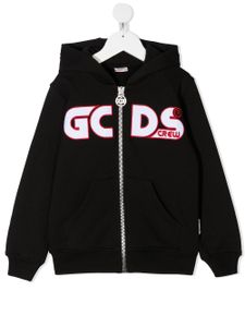 Gcds Kids sweat zippé à capuche à logo - Noir