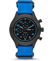 Horlogeband Fossil JR1452 Onderliggend Textiel Blauw 20mm