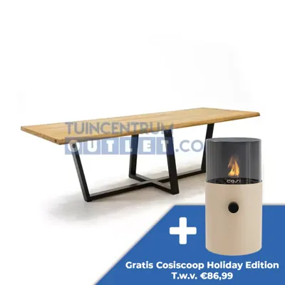 Tuintafel Universo 260 x 100 CM Teak Zwart RVS Aluminium Tafel Buiten Vita Tuintafel Universo 260 x 100 CM Teak Zwart RVS Aluminium Tafel Buiten Vita