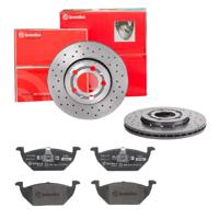 Remmenset, remschijf BREMBO, Remschijftype: Geperforeerd / Geventileerd, Inbouwplaats: Vooras, u.a. für Seat, Audi, Skoda, VW - thumbnail