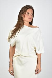 Rohe gedrapeerd t-shirt 411-20-158 creme