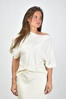 Rohe gedrapeerd t-shirt 411-20-158 creme - thumbnail