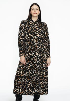 Yoek Blouse-jurk WILD | Zwart | Maat 54/56