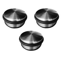 Pakket van 3x stuks RVS deurstoppers rond 4,5 x 11 cm