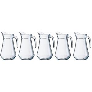 Water karaf - 5x - schenkkan - glas - 1.3 liter - hoogte 22 cm - waterkan