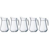 Water karaf - 5x - schenkkan - glas - 1.3 liter - hoogte 22 cm - waterkan