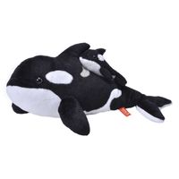 Pluche zwart/witte orka met baby knuffel 38 cm speelgoed - thumbnail