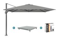 Platinum Challenger Telescope Zweefparasol premium - 3,5x3,5 - Manhattan grey met voet en hoes