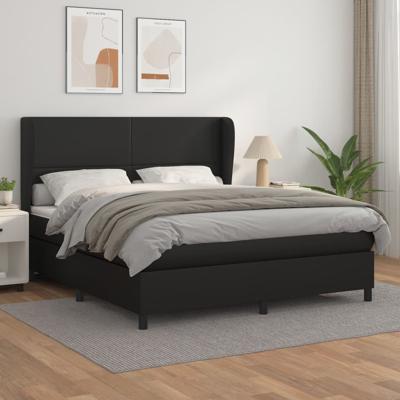 Boxspring met matras kunstleer zwart 180x200 cm