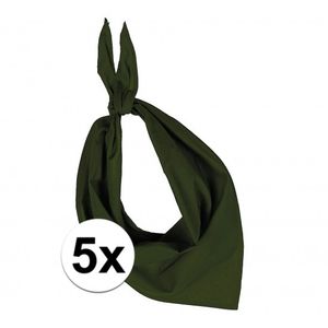 5 stuks olijf groen hals zakdoeken Bandana style   -