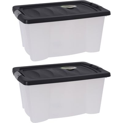 2x Stuks Opbergdozen/organizers met deksel - kunststof - 13 Liter