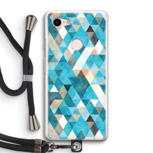 Gekleurde driehoekjes blauw: Pixel 3 Transparant Hoesje met koord