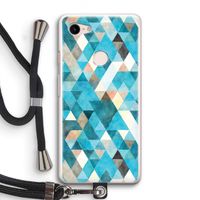 Gekleurde driehoekjes blauw: Pixel 3 Transparant Hoesje met koord