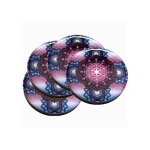 Onderzetters Mangohout - Flower of Life (Set van 4)